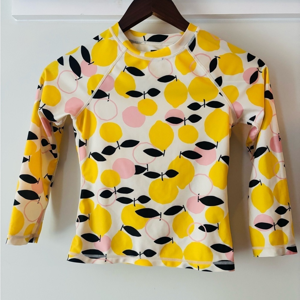 Tea Collection Girl's Long Sleeve Citrus Print Swim Rash Guard Top 8